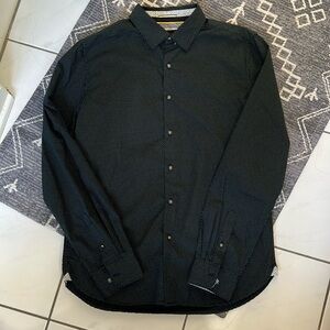 Denim & Flower Ricky Singh Polka Dot Navy Button Down